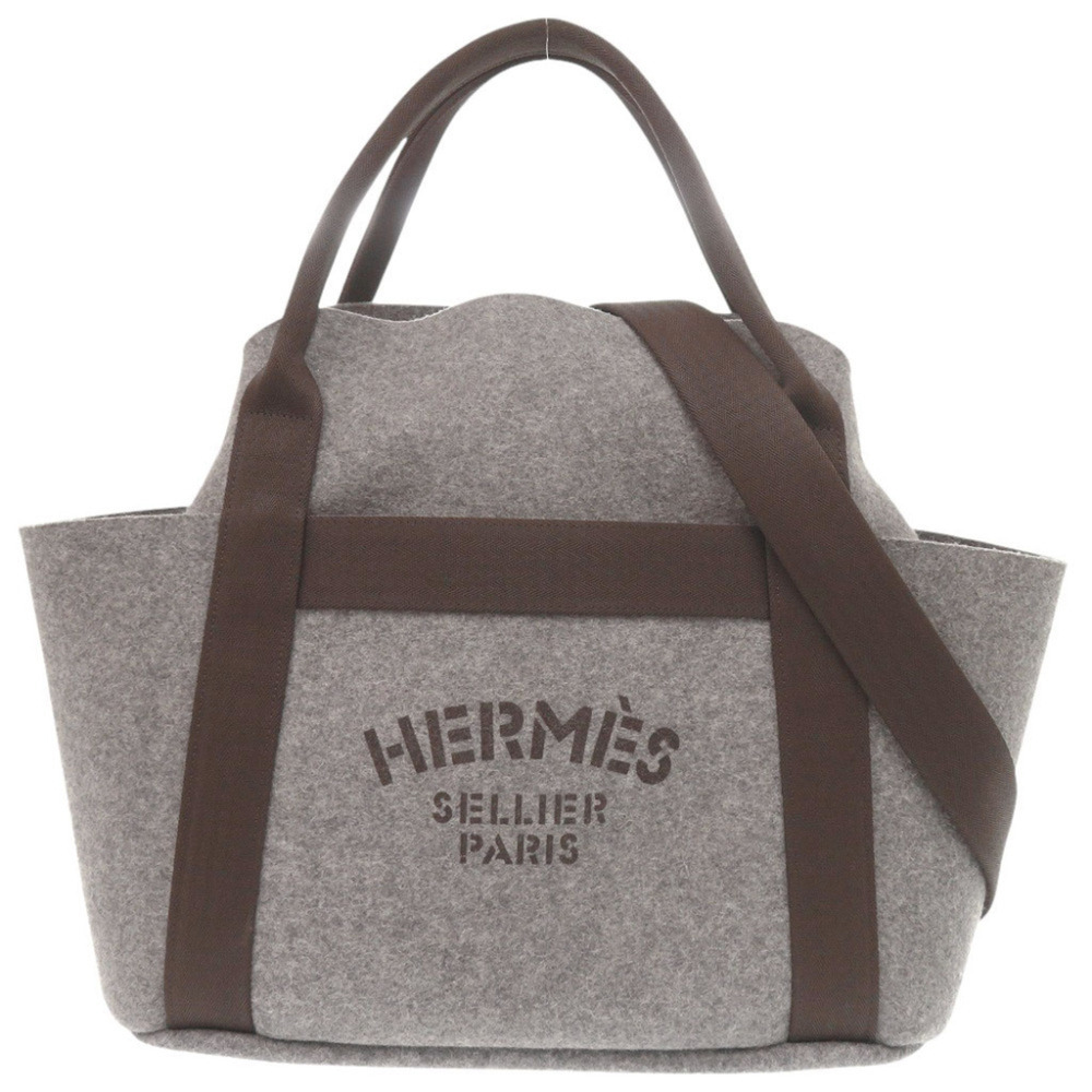 Hermes Sac De Pansage Groom Felt Grimoyen Silver Hardware Z Stamp (2021) 2-Wa...